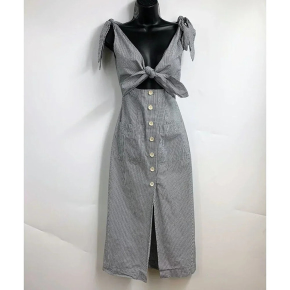 Alice McCALL Makes Sense Button Front Midi Black White Sleeveless Dress Size 4 - Picture 2 of 16